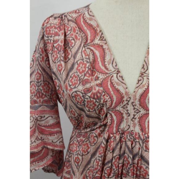 BELL by ALICIA BELL Sz S Small Pink Floral Kimono Style Dress Cotton Silk - Picture 6 of 9